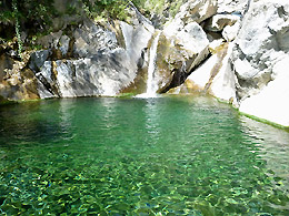 Canyoning - The crystal clear water of the stream